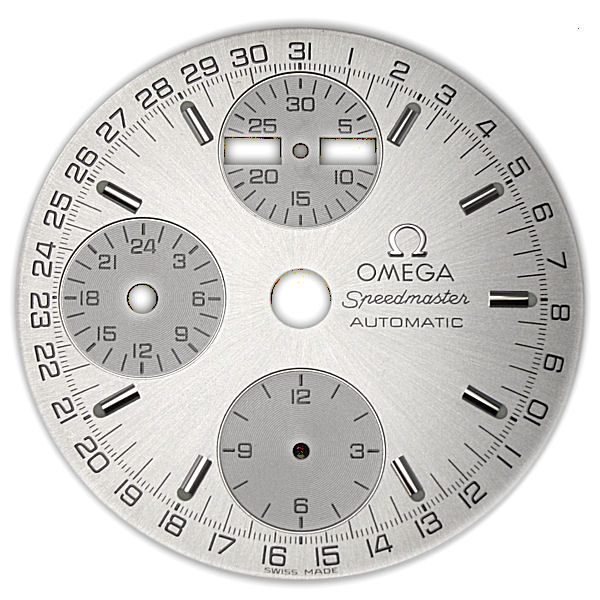（左）オメガ　スピードマスター　文字盤交換前 文字盤